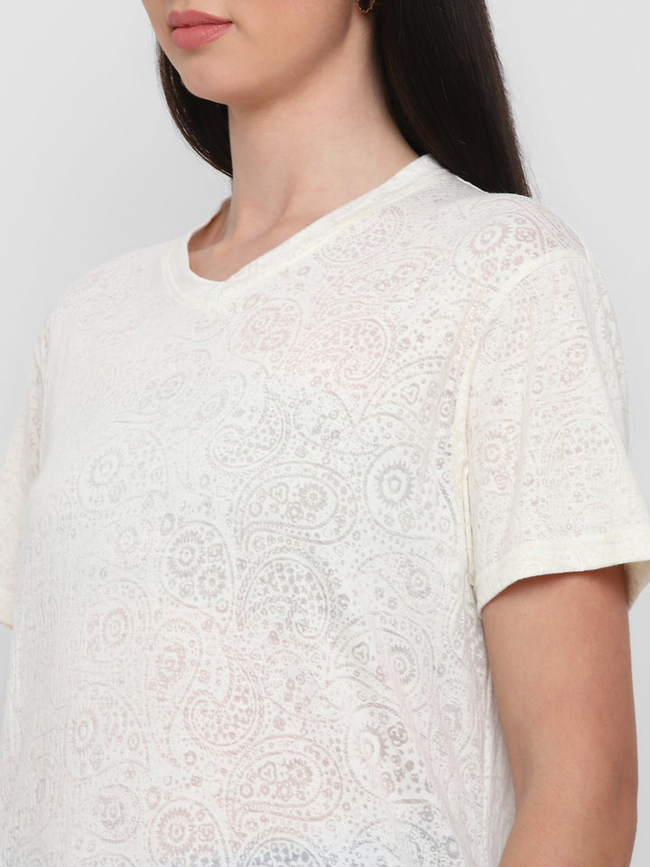 Women's V-Neck T-Shirt Boyfriend Fit - Off White