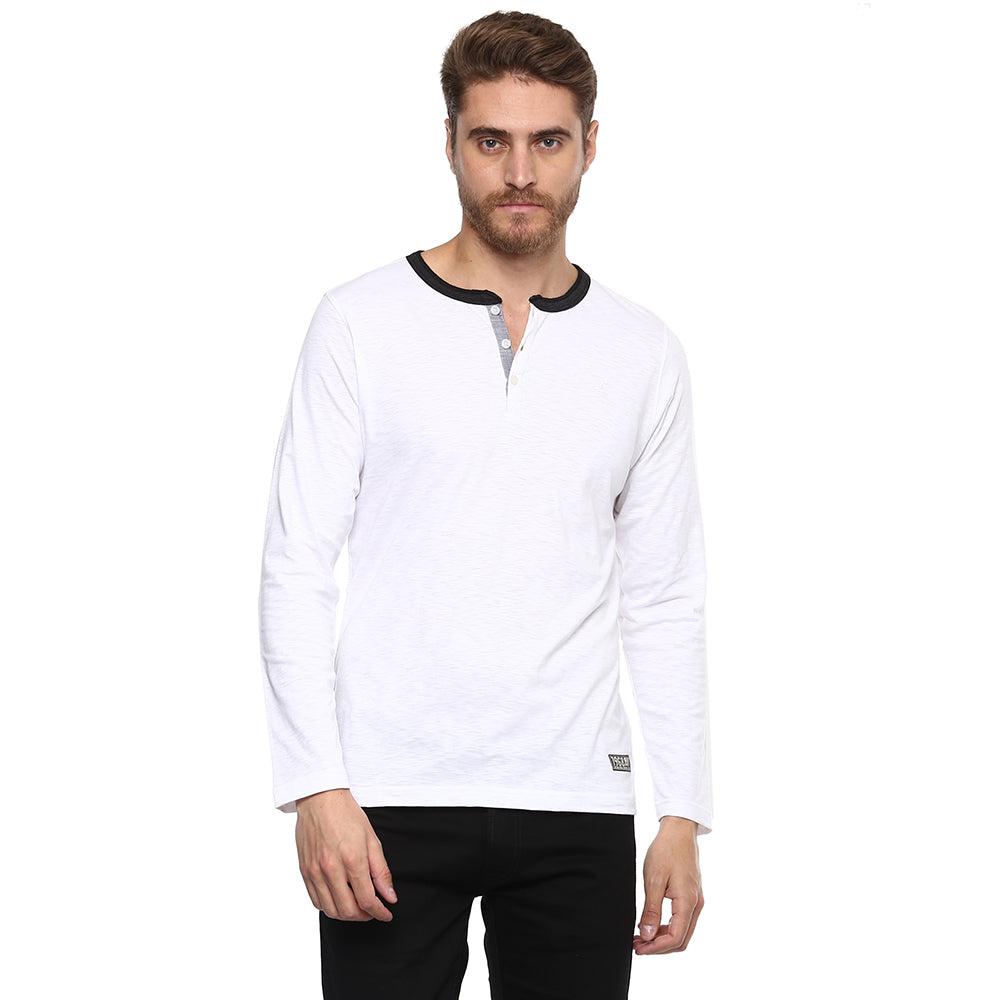 Men's Henley T-Shirt - White (No Exchange No Return)