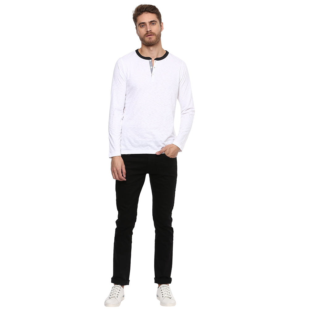 Men's Henley T-Shirt - White (No Exchange No Return)