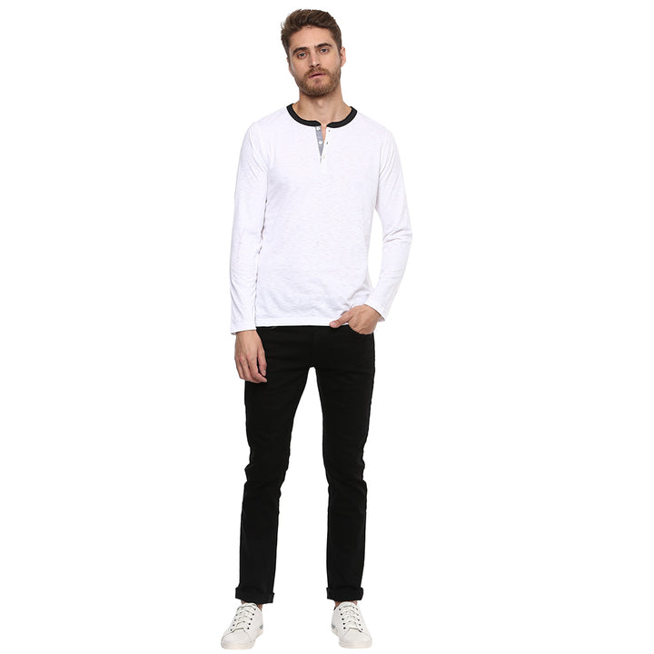 Men's Henley T-Shirt - White (No Exchange No Return)
