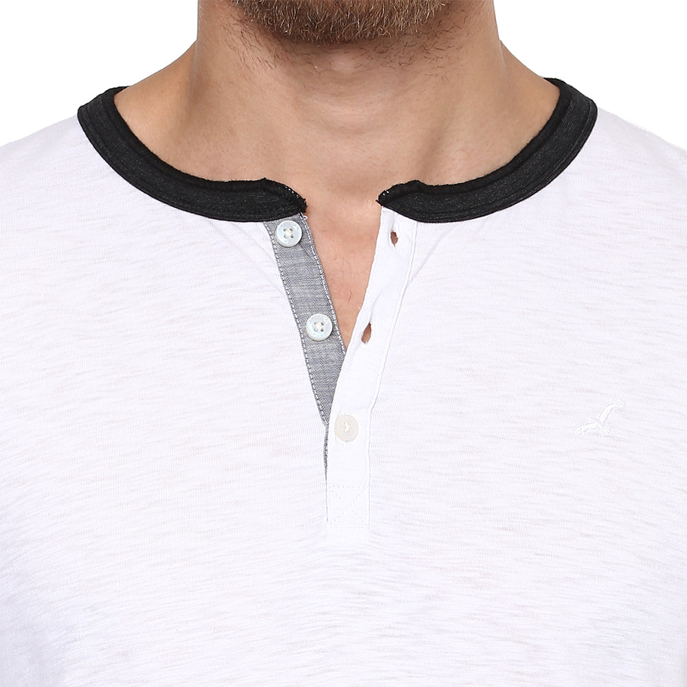 Men's Henley T-Shirt - White (No Exchange No Return)