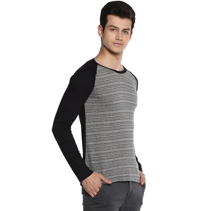 Men's Round Neck T-Shirt - Black & Grey Grindle (Clearance - No Exchange No Return)