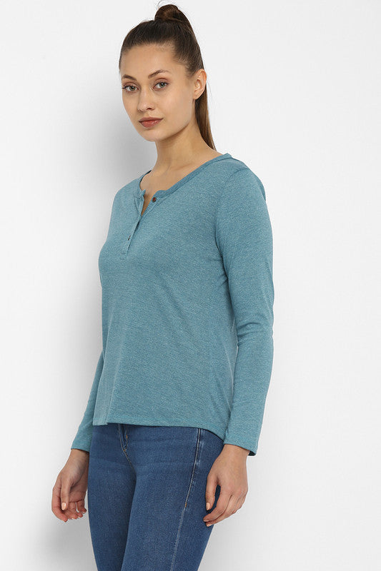Women's Full Sleeves Henley Top - (Clearance No Exchange No Refund)