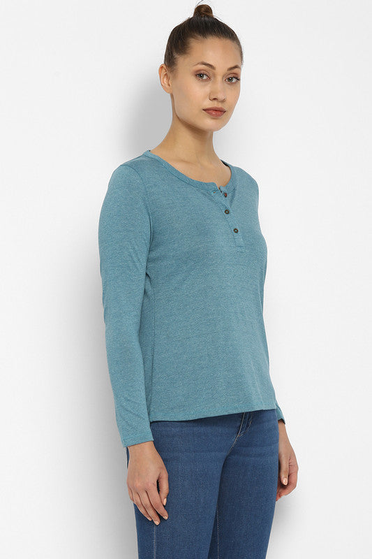 Women's Full Sleeves Henley Top - (Clearance No Exchange No Refund)