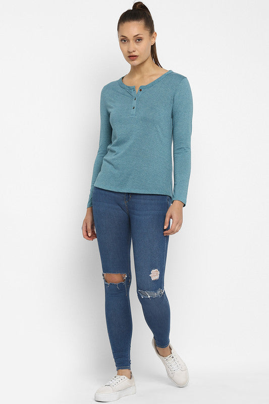 Women's Full Sleeves Henley Top - (Clearance No Exchange No Refund)