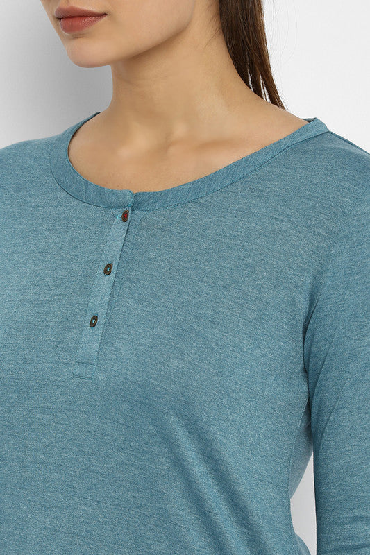 Women's Full Sleeves Henley Top - (Clearance No Exchange No Refund)