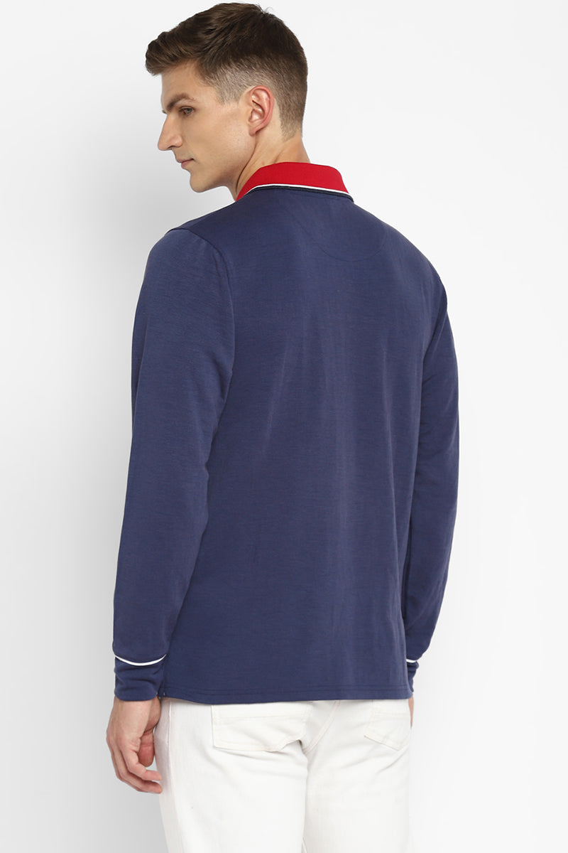 Polo Full Sleeves T-Shirt for Men - Blue