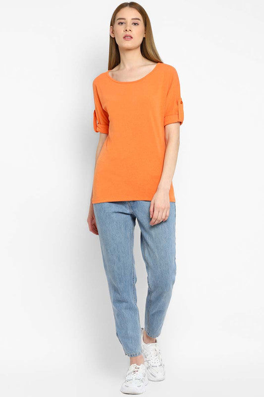 Cotton Lycra Women's Round Neck 3/4th Sleeves Top (CLEARANCE SALE NO EXCHANGE NO RETURN)