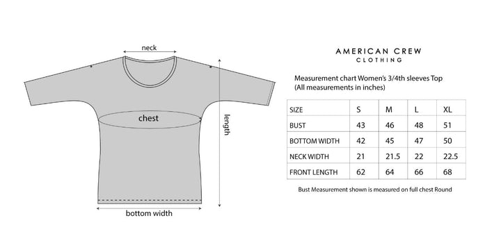 Cotton Lycra Women's Round Neck 3/4th Sleeves Top (CLEARANCE SALE NO EXCHANGE NO RETURN)