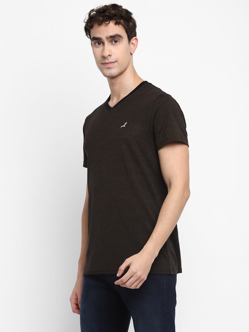 Men's V-Neck T-Shirt Cotton - Black Burnt Out Fabric (Clearance - No Exchange No Return)