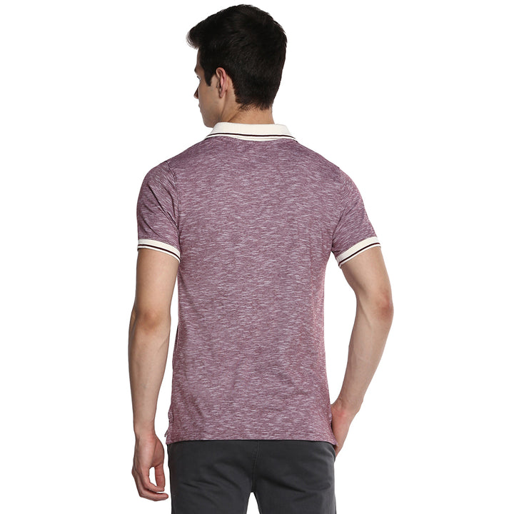 Men's Polo Collar T-Shirt - Purple & White