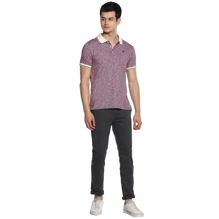 Men's Polo Collar T-Shirt - Purple & White