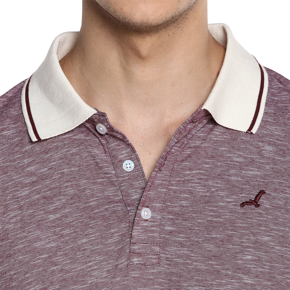 Men's Polo Collar T-Shirt - Purple & White