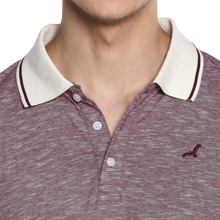 Men's Polo Collar T-Shirt - Purple & White