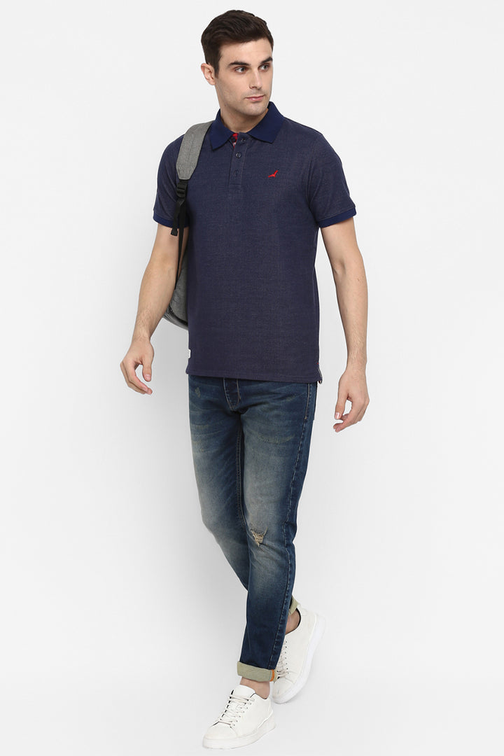 Men's Polo Collar T-Shirt - Indigo Blue (No Exchange No Return)