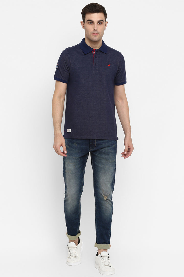 Men's Polo Collar T-Shirt - Indigo Blue (No Exchange No Return)