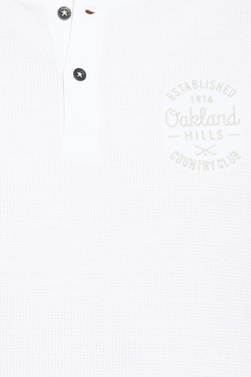 Cotton Poly Blend Henley Full Sleeves T-Shirt for Men - White (Clearance - No Exchange No Return)