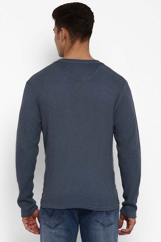 Henley Full Sleeves T-Shirt For Men (60% Cotton 40% Poly)- Teal (Clearance - No Exchange No Return)