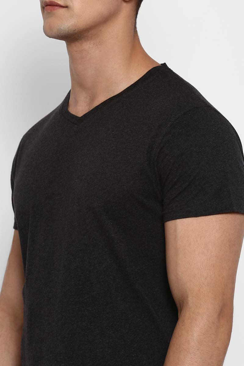 100% Cotton V-Neck Half Sleeves T-Shirt Combo Pack of 3 for Men - Navy, Sky Blue & Charcoal