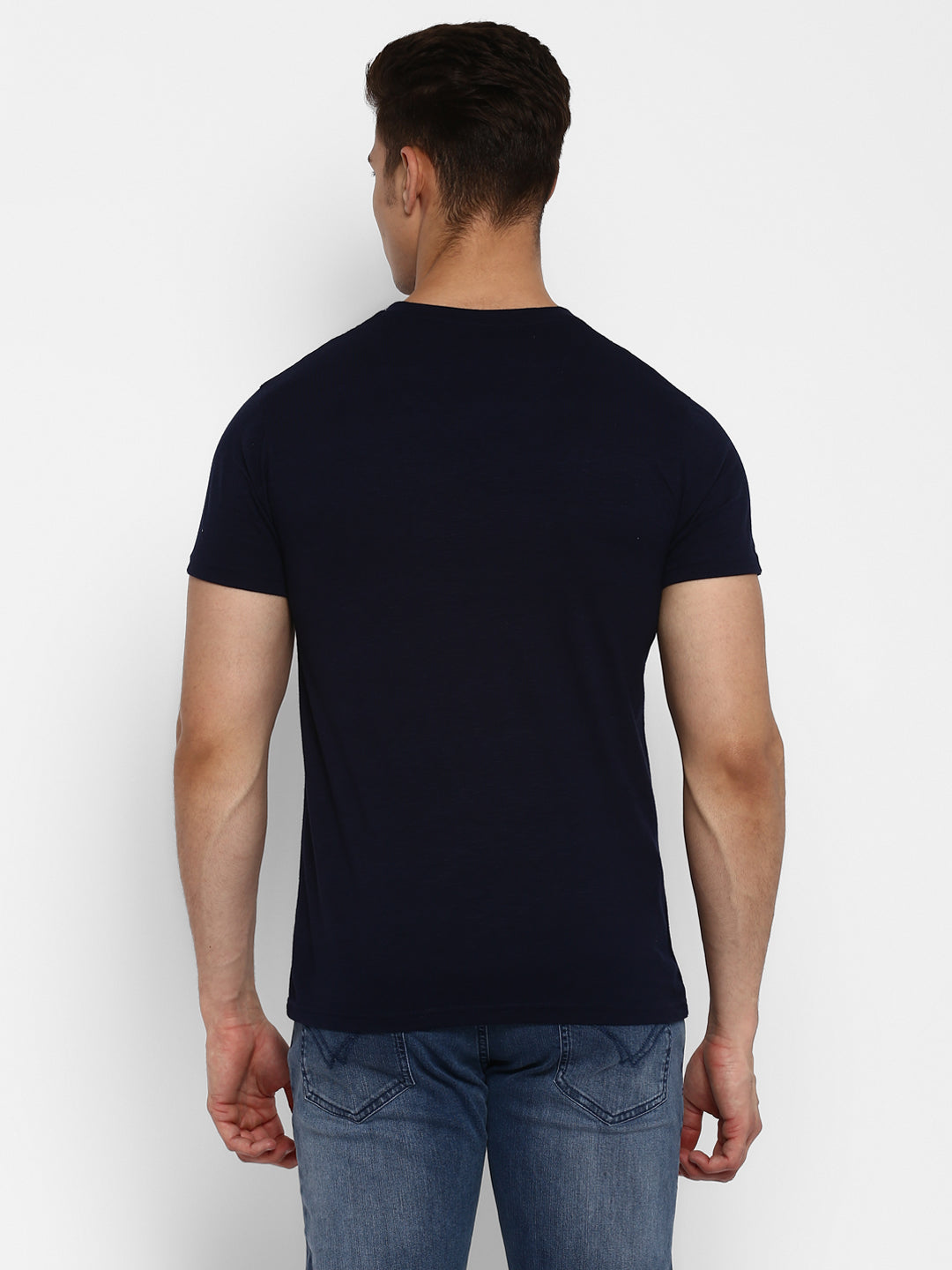 100% Cotton V Neck T-Shirt for Men - Dark Navy (NO EXCHANGE NO RETURN)