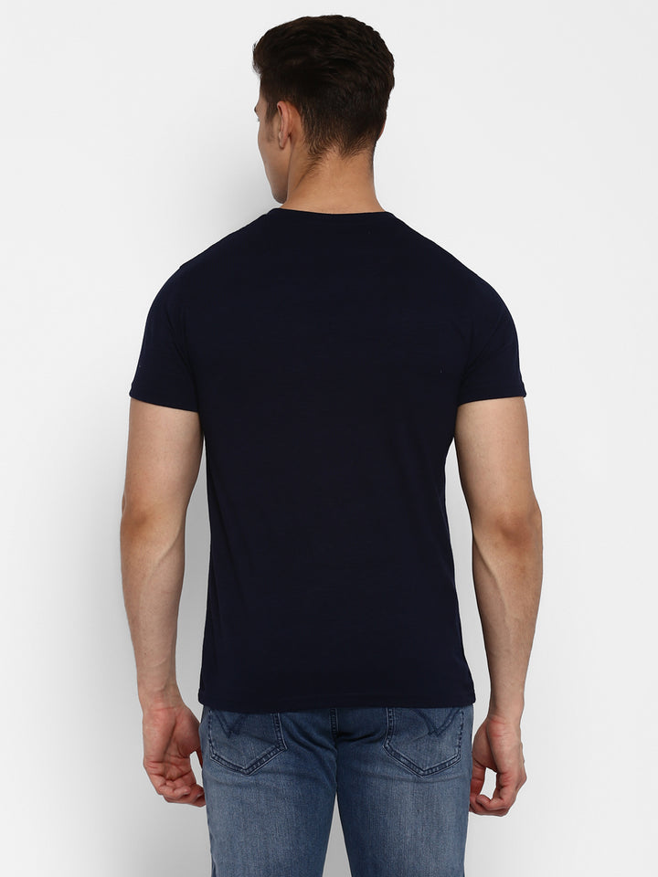 100% Cotton V Neck T-Shirt for Men - Dark Navy (NO EXCHANGE NO RETURN)