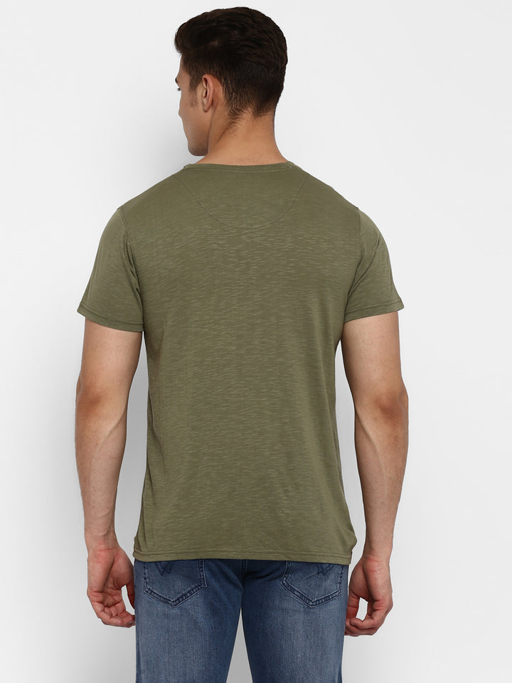 100% Cotton V Neck T-Shirt for Men - Light Olive (NO EXCHANGE NO RETURN)