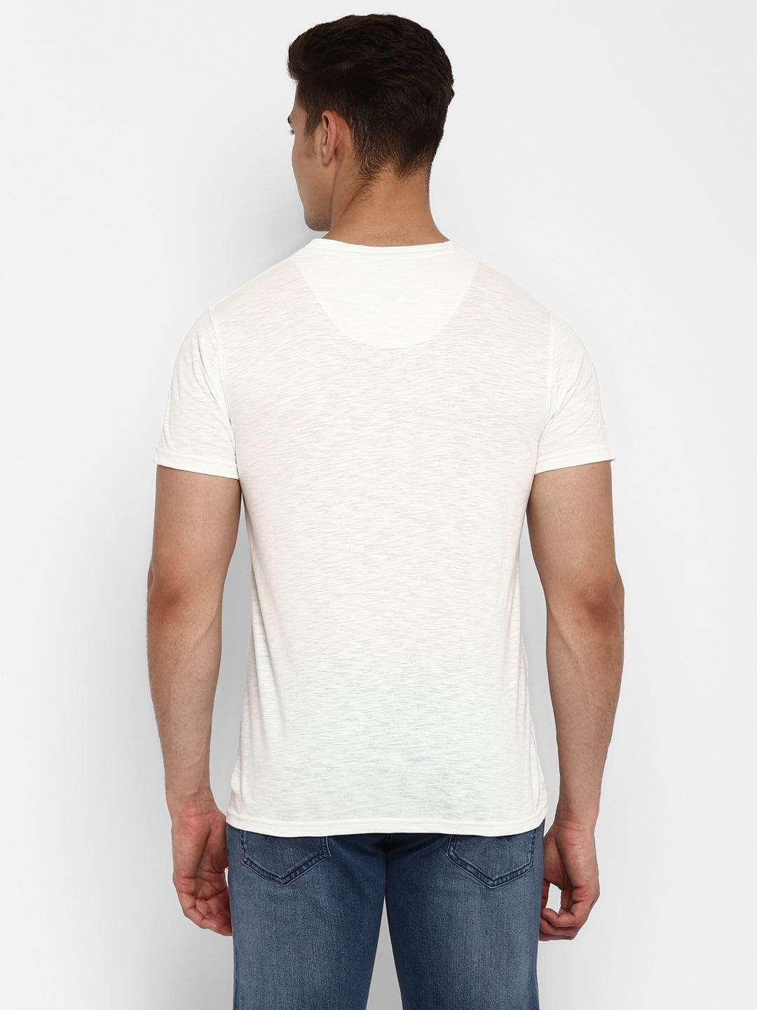 100% Cotton V Neck T-Shirt for Men - Off White (NO EXCHANGE NO RETURN)