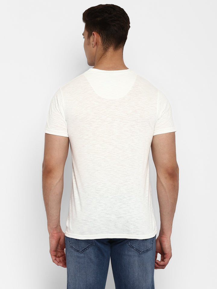 100% Cotton V Neck T-Shirt for Men - Off White (NO EXCHANGE NO RETURN)