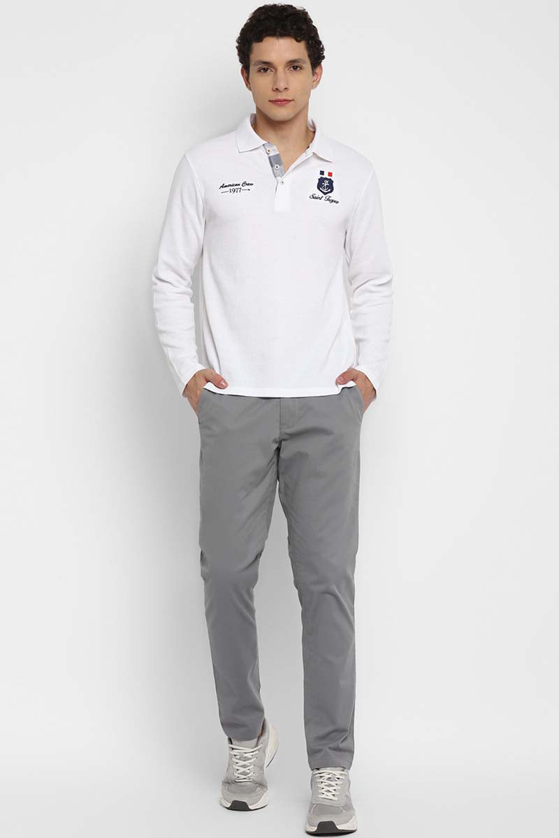 Polo Full Sleeves T-Shirt for Men - White