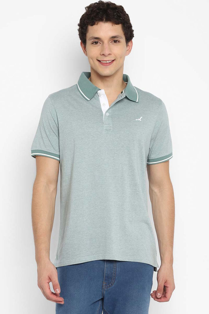 Polo Half Sleeves T-Shirt for Men - Green White