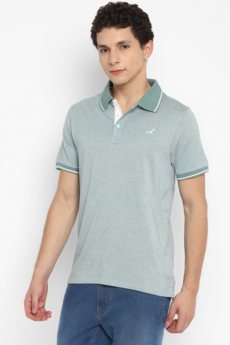 Polo Half Sleeves T-Shirt for Men - Green White