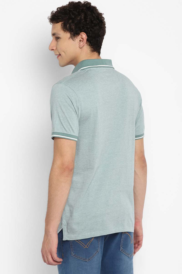 Polo Half Sleeves T-Shirt for Men - Green White