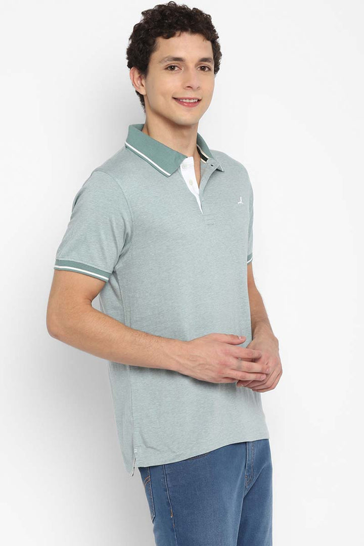 Polo Half Sleeves T-Shirt for Men - Green White