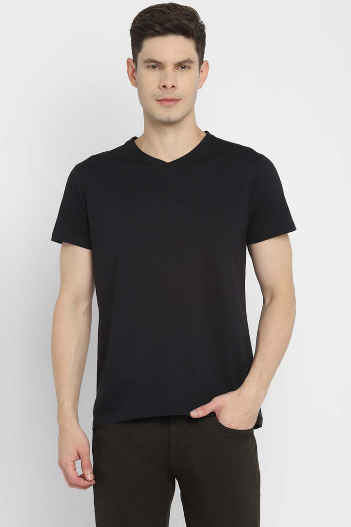 V-Neck Half Sleeves T-Shirt Combo Pack of 3 for Men - White, Black & Teal