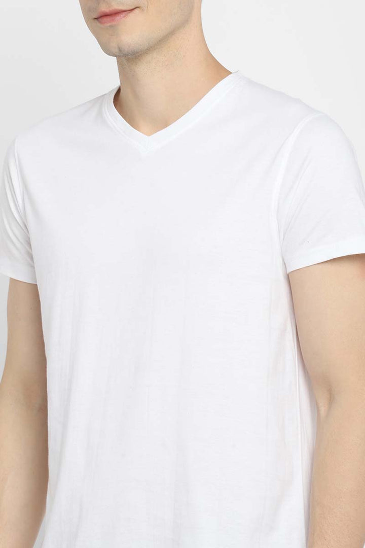 V-Neck Half Sleeves T-Shirt Combo Pack of 3 for Men - White, Black & Teal