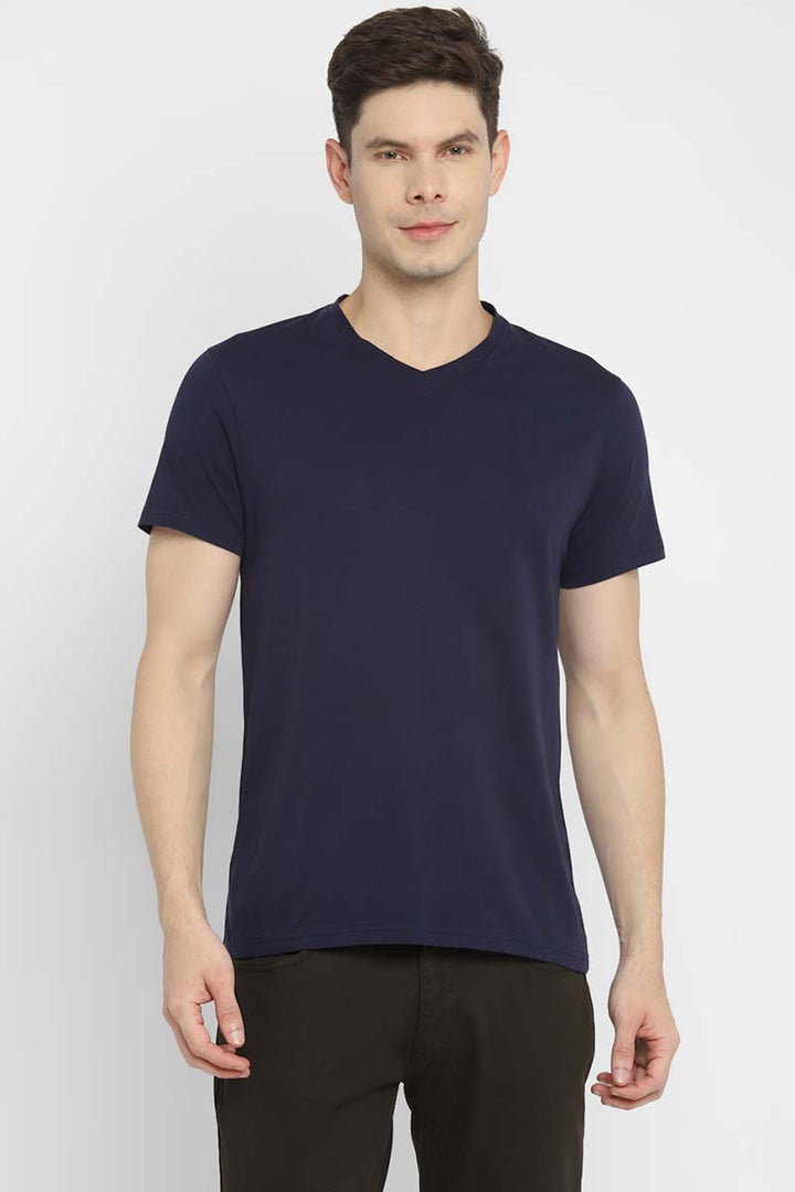 V-Neck Half Sleeves T-Shirt Combo Pack of 3 for Men - White, Navy & Peach