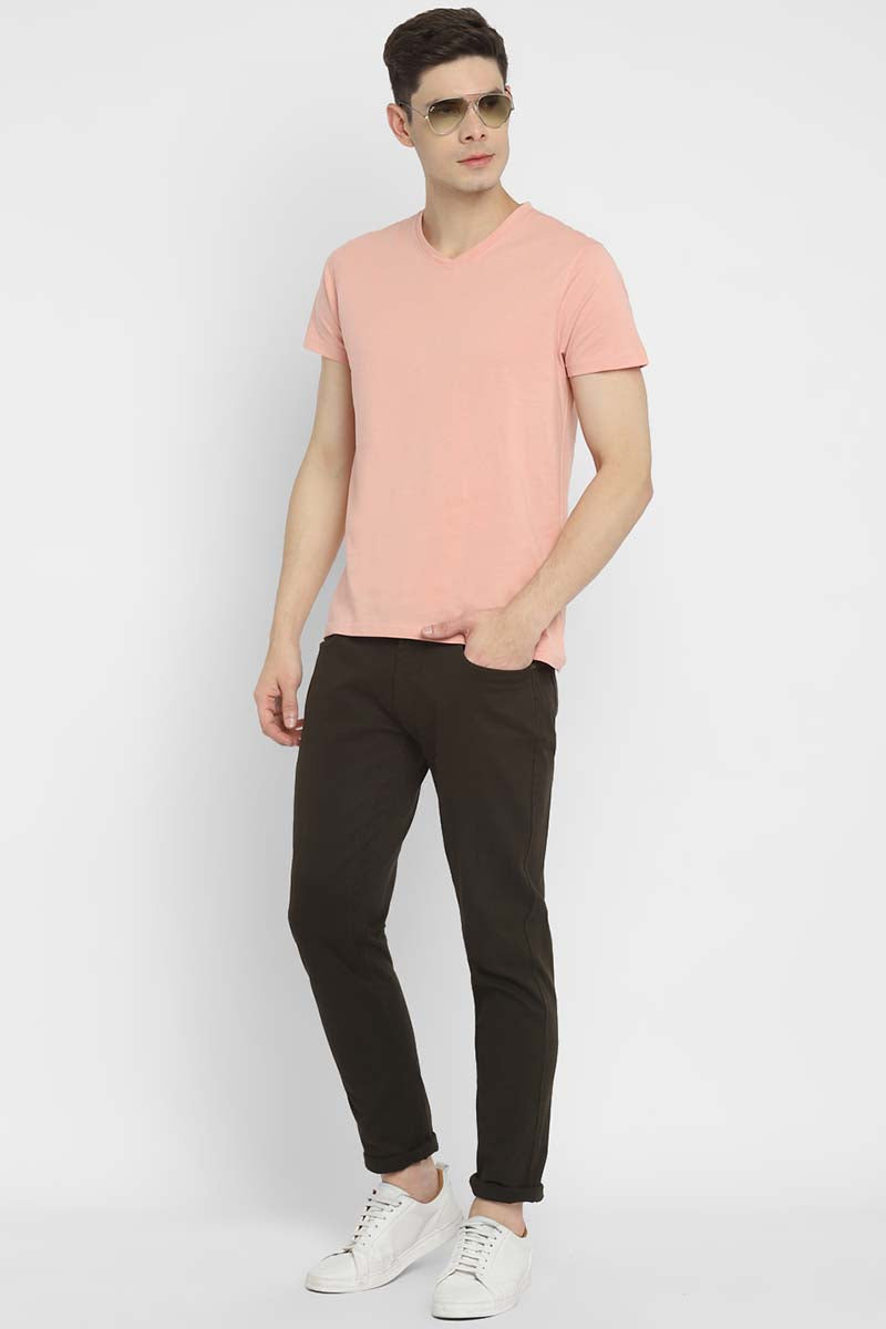V-Neck Half Sleeves T-Shirt Combo Pack of 3 for Men - White, Navy & Peach