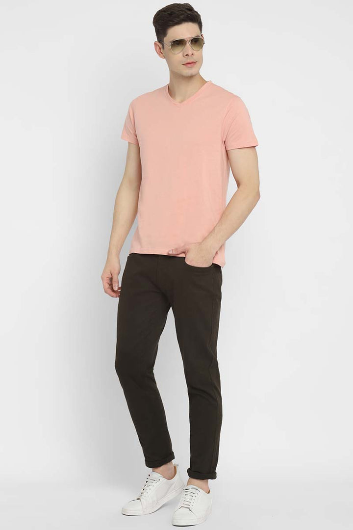V-Neck Half Sleeves T-Shirt Combo Pack of 3 for Men - White, Navy & Peach