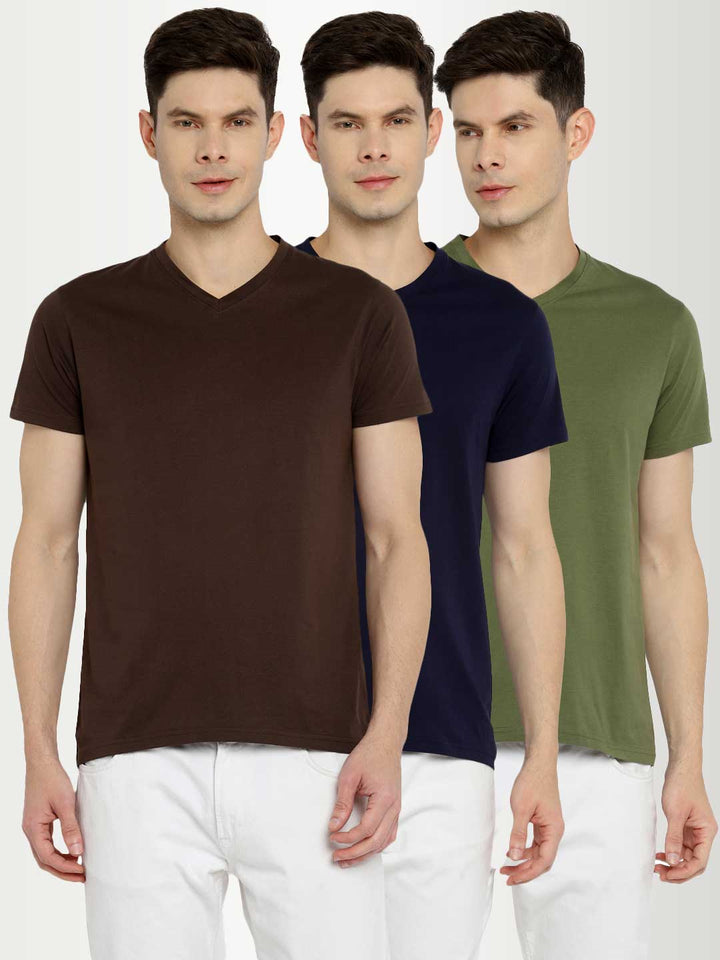 100% Cotton V-Neck Half Sleeves T-Shirt Combo Pack of 3 for Men
