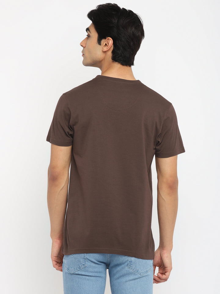 100% Cotton V Neck T-Shirt for Men - Brown (NO EXCHANGE NO RETURN)