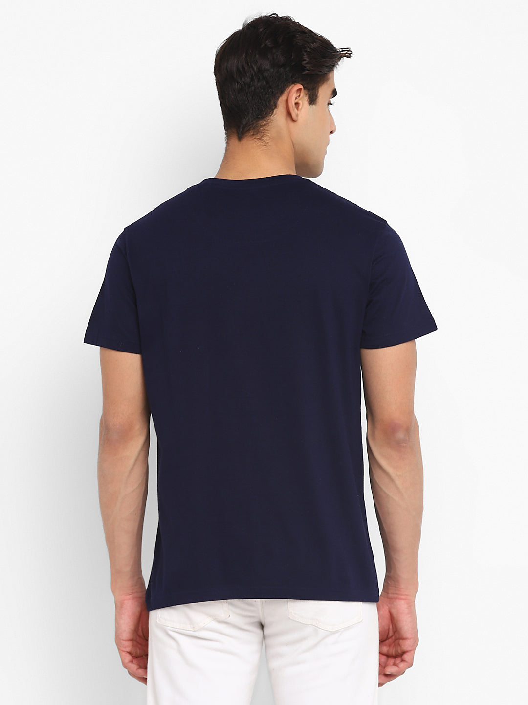 100% Cotton Printed Round Neck T-Shirt For Men - Navy