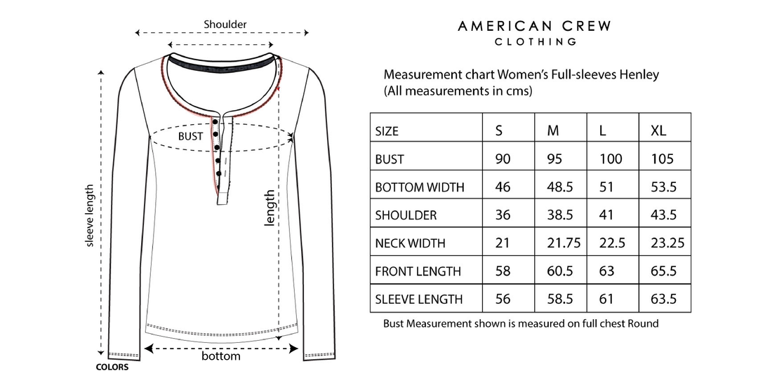 Women's Full Sleeves Henley Top - (Clearance No Exchange No Refund)