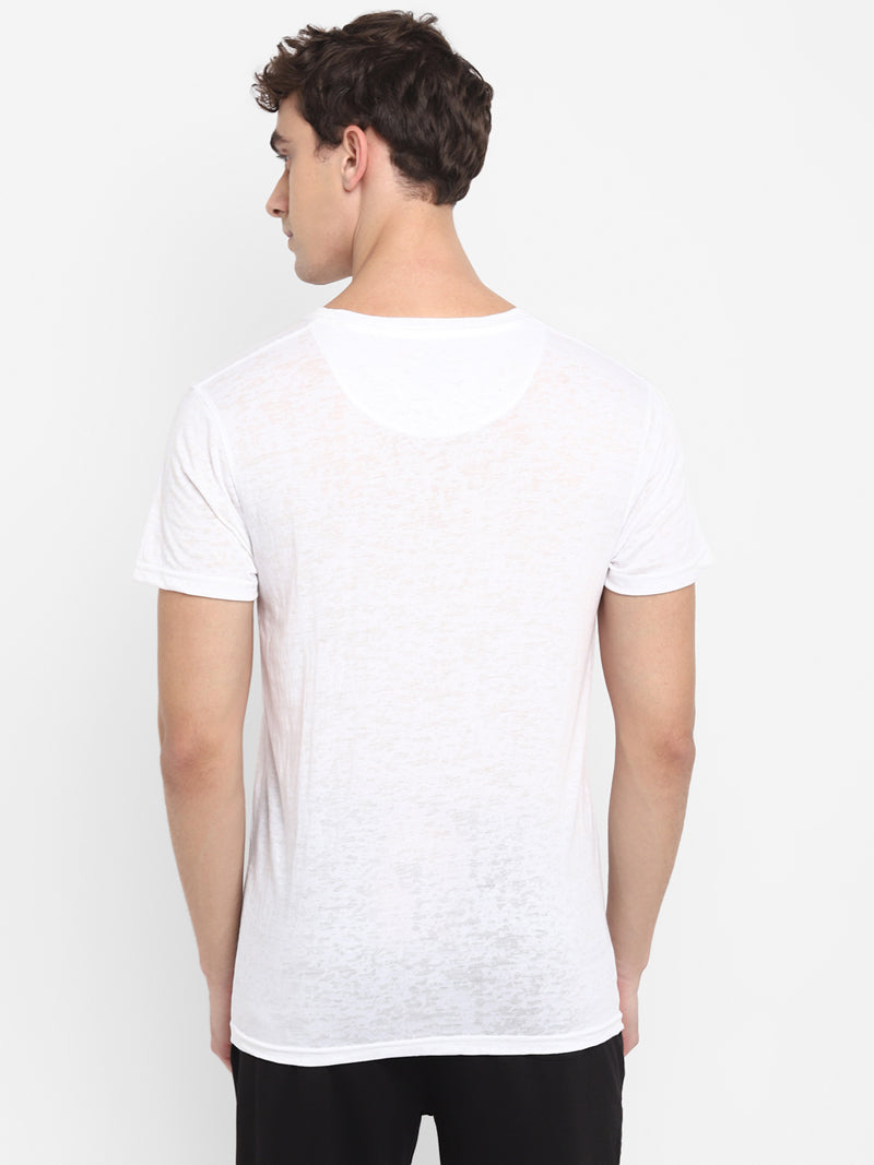 Men's V Neck Half Sleeves T-Shirt Burnt Out Ultra Light Weight Fabric (Clearance - No Exchange No Refund)