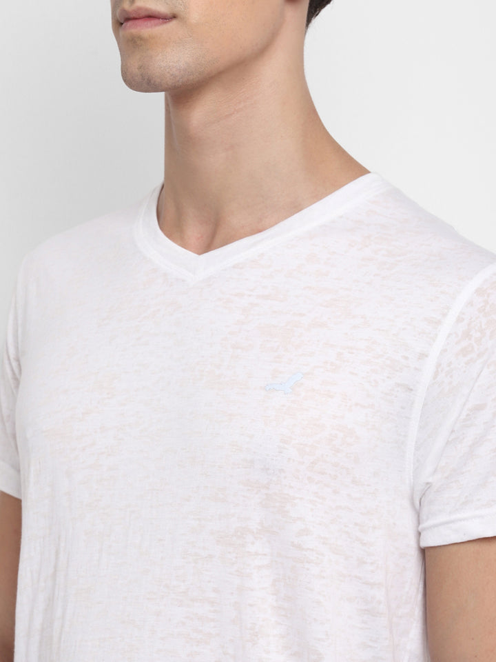 Men's V Neck Half Sleeves T-Shirt Burnt Out Ultra Light Weight Fabric (Clearance - No Exchange No Refund)